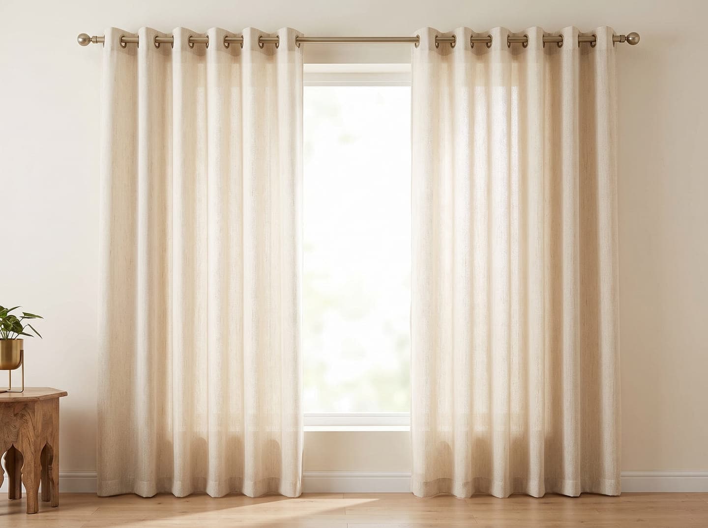Warm ivory made-to-measure eyelet curtains