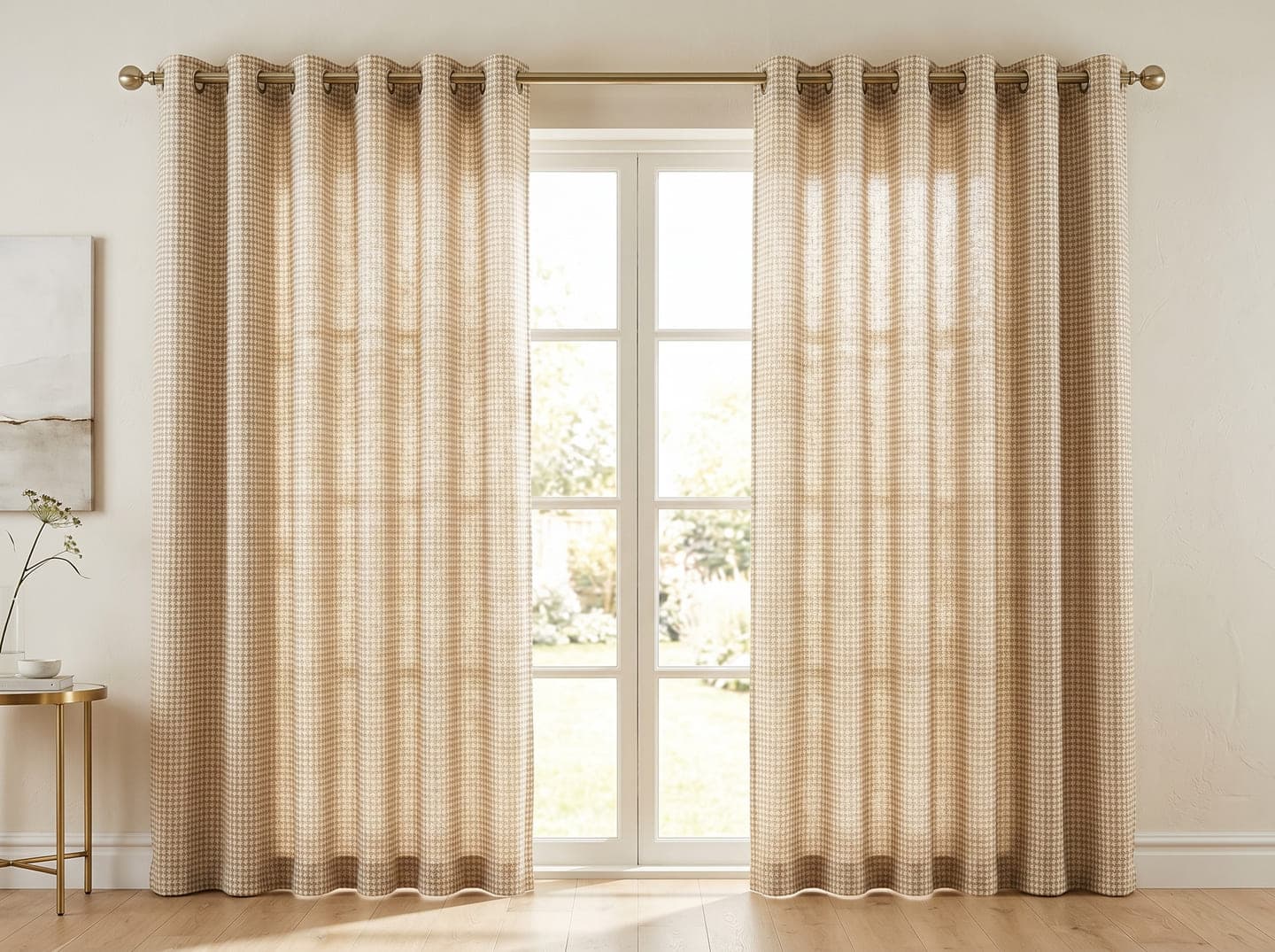 Haze Bold Weave curtains hanging in a room